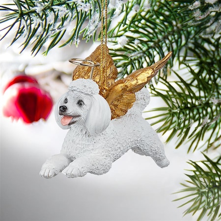 Honor The Pooch: White Poodle Holiday Dog Angel Ornament